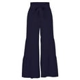 thumbnail image 5 of Lilgiuy Women Solid Cotton Linen Ankle-Length Pants Casual Elastic Trousers Long Pants Trousers Navy 12(XXL) Fall Fashion for 2022 Spring Winter, 5 of 5
