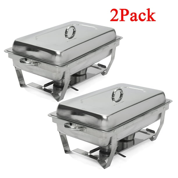 2-Pack Foldable Frame Buffet Chafer Set, 9-Quart Stainless ...