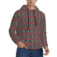 thumbnail image 2 of Uemuo Red And Orange On Blue Teal Pattern Men's Hoodie - Casual Pullover Hoodie with Kangaroo Pocket, Stylish Hooded Sweatshirt for Everyday Wear-XX-Large, 2 of 7
