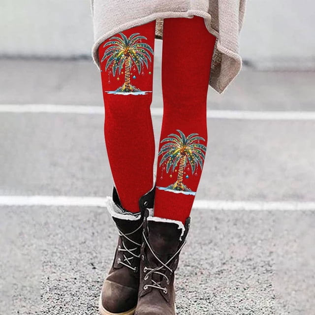 TINZ Leggings For Women Workout Out Leggings Christmas Print Color Block Pants Soft Stretchy Leggings Womens Leggings And Leggings for Women plus Size Work Leggings