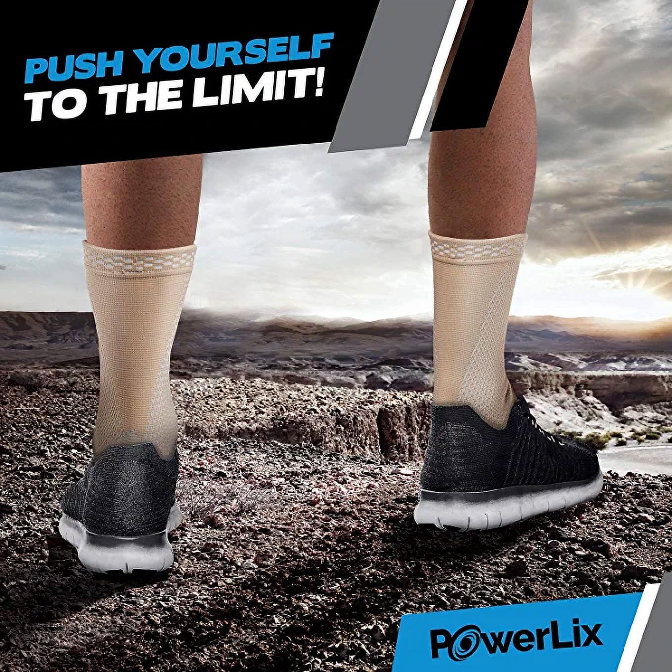 PowerLix Ankle Brace, Compression, Beige, Small, 1 Pair