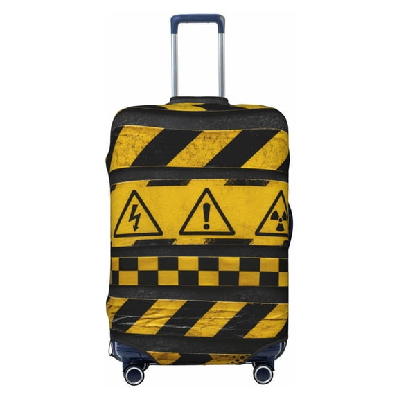Industrial Safety Stripe Yellow Black Travel Luggage Cover Suitcase Protector Fit for 18-32 Inch Baggage