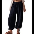 thumbnail image 1 of Pantalones Harén para Mujer, Pantalones de Estar por Casa con Dos Bolsillos Negro M, 1 of 9