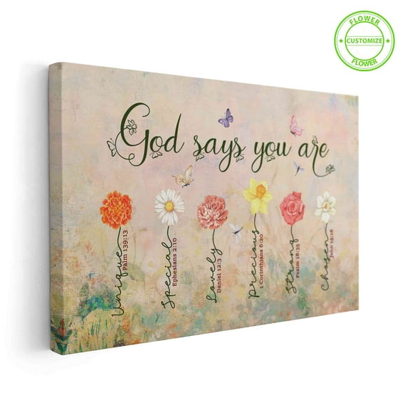 Customizaholic Personalized Name Canvas, God Says You Are Wall Art, God Says You Are, Bible Verse Canvas, Christian Wall Decor, Religious Gifts