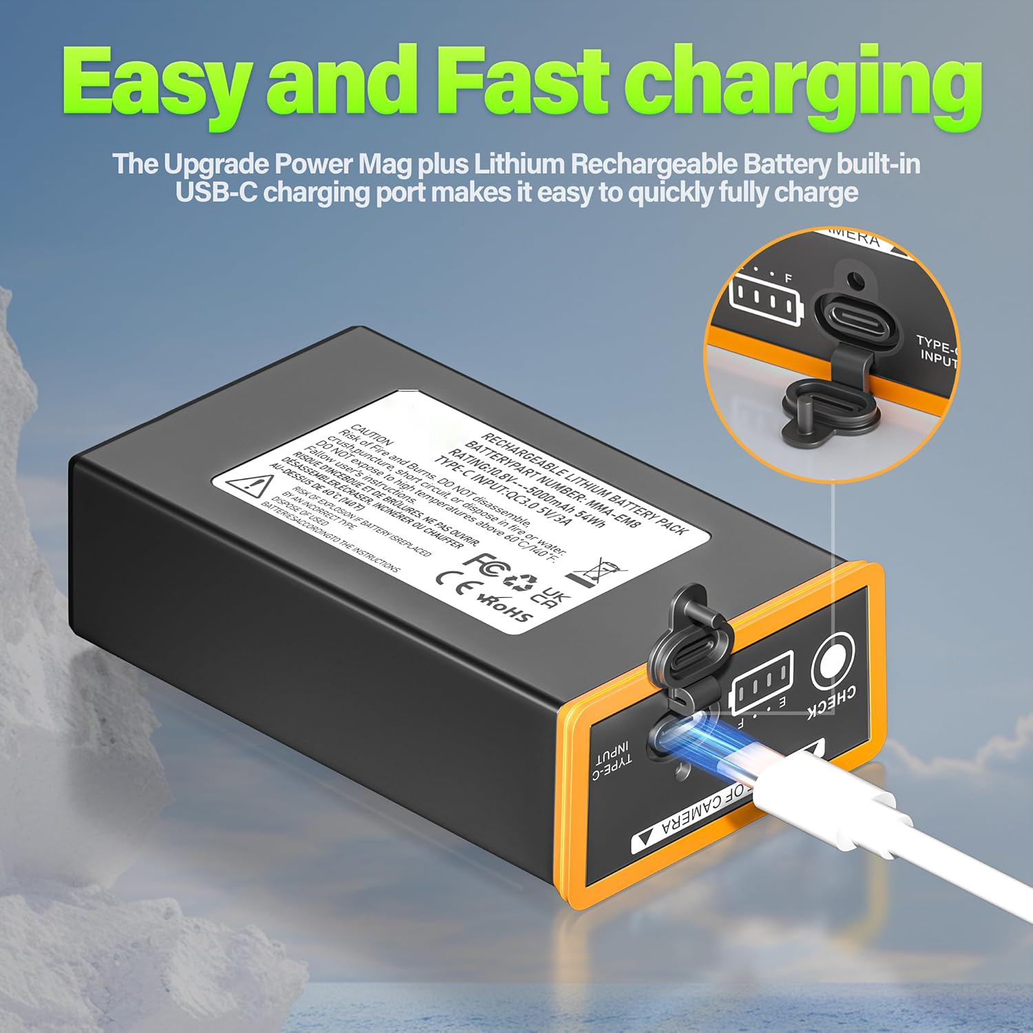 2 Pack Upgrade 5000mAh Battery for Moultrie Edge Cellular Trail Camera Battery Pack, Compatible with Moultrie Edge 2 / Edge 2 Pro / Edge / Edge Pro Trail Hunting Cameras, Include Cable + Wall Plug