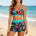 thumbnail image 4 of UDAUDU 3 Piece Women's Tankini Swimsuits Tummy Control Bathing Suits Swim Tank Top with Bra Boy Shorts Teen Swimwear 2026 Swimsuits for Women Blue M, 4 of 7