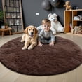 thumbnail image 2 of Buganda Fluffy Area Rugs, Round Area Rug for Living Room, Soft Decorative Carpet for Indoor Home, 5'x5', Coffee, 2 of 7