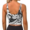 thumbnail image 4 of Goofa Skull and palm leaves Printed Sports Bras for Women, High Impact Running Bra Workout Crop Tank Tops Longline Sports Bra Push up-Large, 4 of 9
