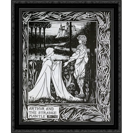 Best Wood For Mantle Arthur and the Strange Mantle 20x24 Black Ornate Wood Framed Canvas Art by Beardsley, Aubrey ()