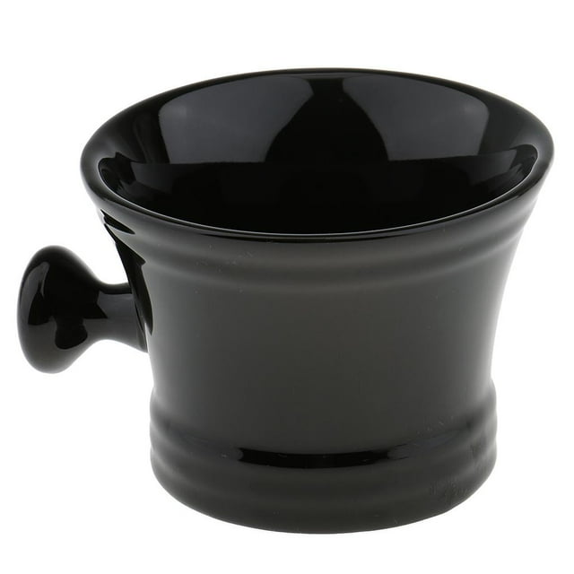 Cepillo de Afeitar de Peluquería de Salón de Cerámica Negra , Cuenco para Hombres, Taza de Jabón para Afeitar Y Barba, Herramienta de Aseo Par Yinane Taza de jabón de afeitar para el cabello