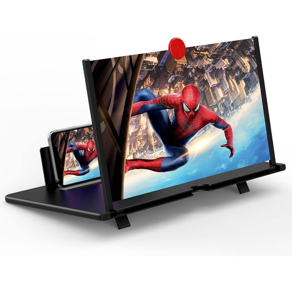 12" Screen Magnifier,3D HD Mobile Phone Magnifier Projector Screen Enlarger for Movies, Videos, and Gaming,Foldable Cell Phone Stand with Screen Amplifier,Supports All Smartphones ( 12inch)