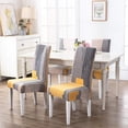 thumbnail image 3 of Fundas para sillas de comedor, fundas elásticas modernas y duraderas para sillas, fundas elásticas para sillas para decoración de bodas, hoteles y restaurantes (gris y naranja, 4 piezas), 3 of 5
