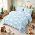 thumbnail image 3 of Erosebridal Goose Quilt King for Boys Girls, Blue Background King Coverlet Set, 3pcs 1 Bedspread and 2 Pillowcases, 3 of 7