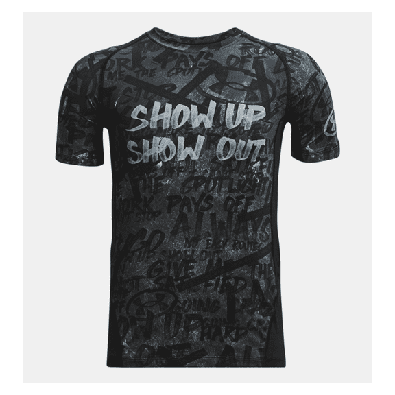 Under Armour Boys Alter Ego HeatGear Message Short Sleeve, Green/Black, XS