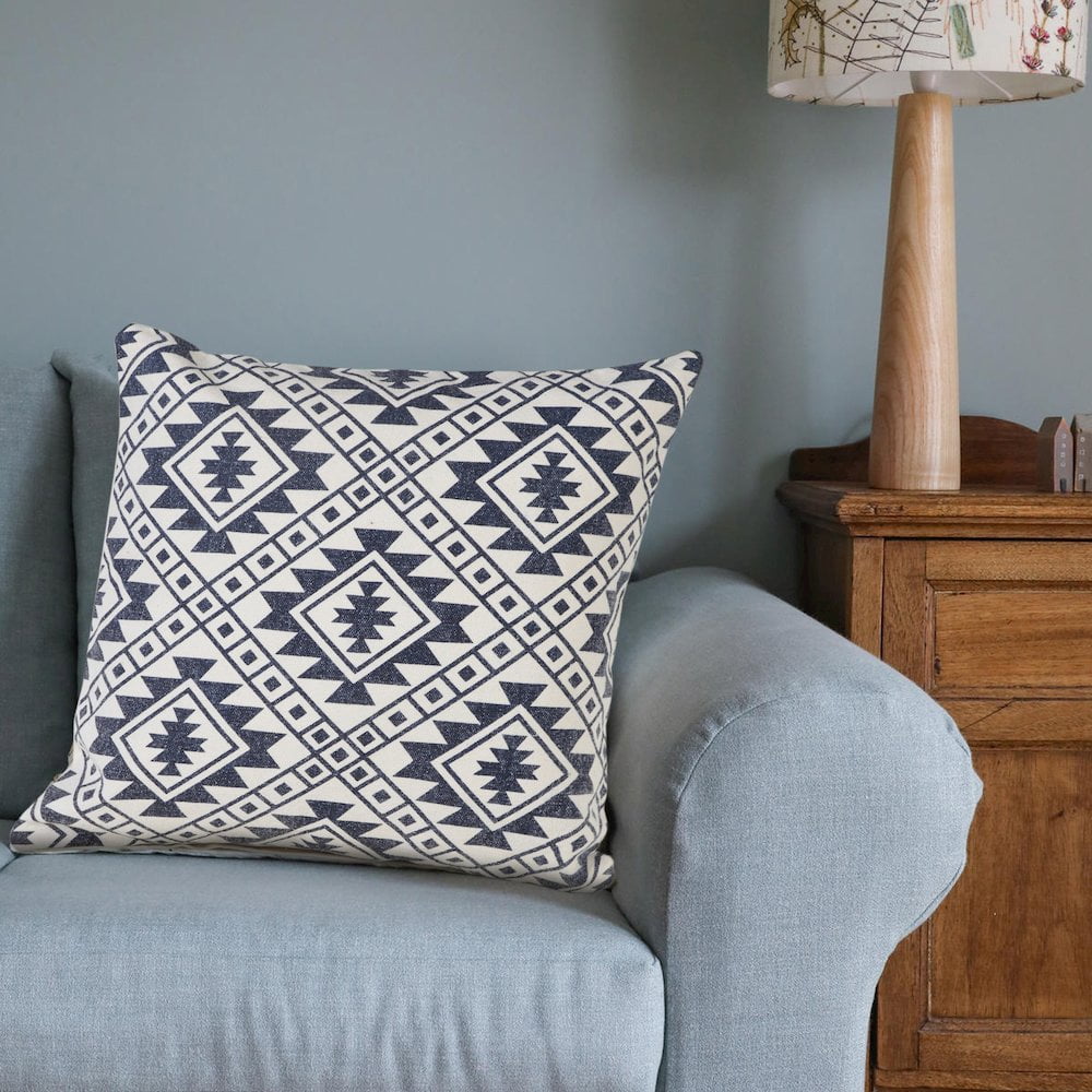 LR Home Gemma Southwestern Geometric Cotton Throw Pillows, Navy Blue, 20" x 20", Set of 2