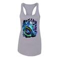 thumbnail image 2 of Great White Shark Species in Ocean | Womens Fishing Jersey Racerback Tank Top, Heather Grey, Small, 2 of 3