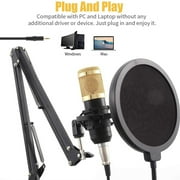 Podcast Microphone Bundle, BM800 Microphone Kit with Live Sound Card, Condenser Microphone & DJ Mixer with Adjustable Mic Suspension Scissor Arm, Shock Mount & Filter for Studio Recording & Broadcas