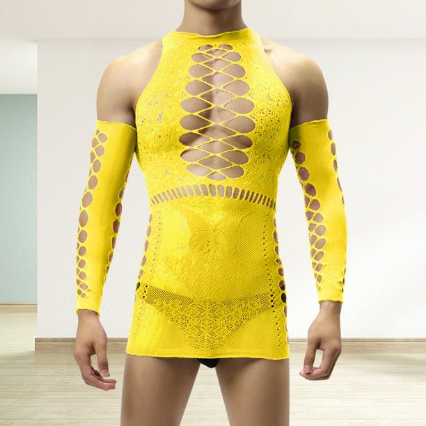 jovati Mens High Elastic Net Socks Pullover Suit Long Sleeved One