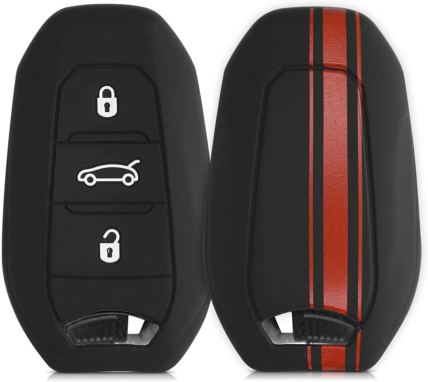 Kwnmobile Leather Key Cover For Mini 3-Button Smart Key - Protective Case With Keychain (Black)