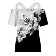 thumbnail image 4 of Dyegold Womens Blouses and Tops Dressy Cold Shoulder Lace Trim Tops for Women Summer Casual T Shirts Short Sleeve Blouses Flowy Tunics Tees, 4 of 5