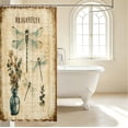 thumbnail image 3 of Erosebridal Rustic Dragonfly Shower Curtain 72Wx78L,Watercolor Floral Bath Curtain,Tan Olive, 3 of 5
