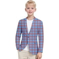 thumbnail image 2 of Afdoent Fall Jacket For Boys Girls Long Sleeve Big Plaid Printed Lapel Formal Suit Jacket Button Fashion Casual Coat Business Suit For Kids 7-8 Years, 2 of 4