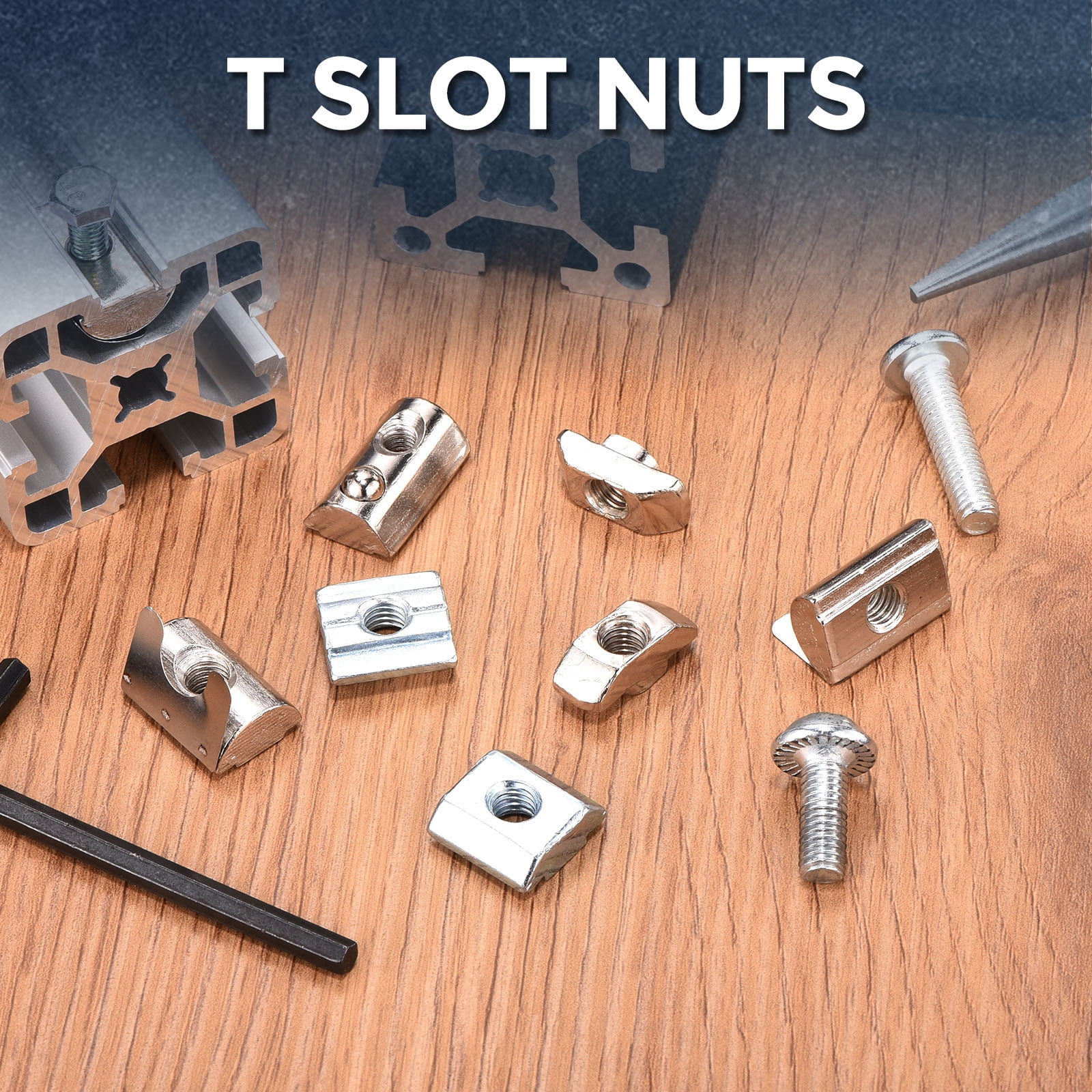 Uxcell 20 Pcs Sliding t Nuts - [M4-0.7] 4040 Series Hammer Nuts Nickel Plated Carbon Steel for Aluminum Extrusion Profile Hardware Accessories, Silver