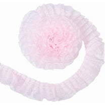 1 Set 10 Yards Polyester Pleated Flower Lace Trim Ruffled Lace Ribbon for Sewing Decoration Pearl Pink 1-7/8 inch(48mm)