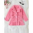 thumbnail image 2 of Bagilaanoe Little Girls Winter Plush Coat Toddler Long Sleeve Fleece Jacket 4T 5T 6T Kids Fall Warm Outwear, 2 of 9