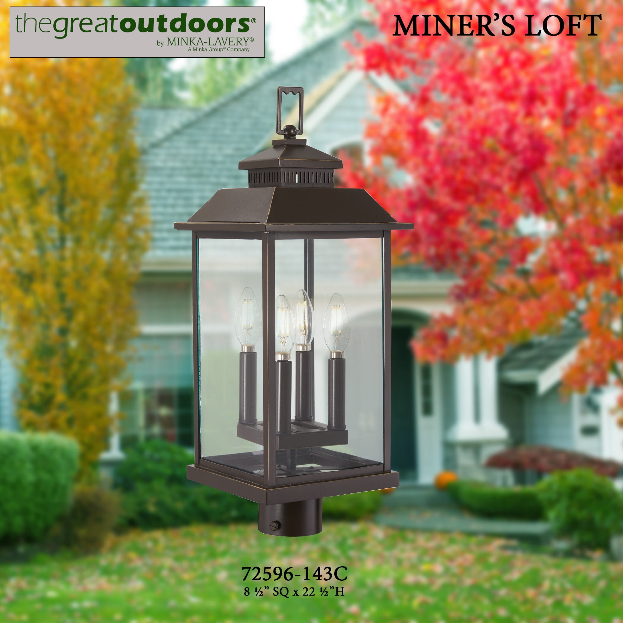 Minka Lavery - Great Outdoors - Miner's Loft - 4 Light Post Mount In