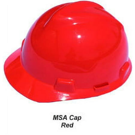 MSA V-Gard Cap Style Hard Hats with One Touch Suspensions Red
