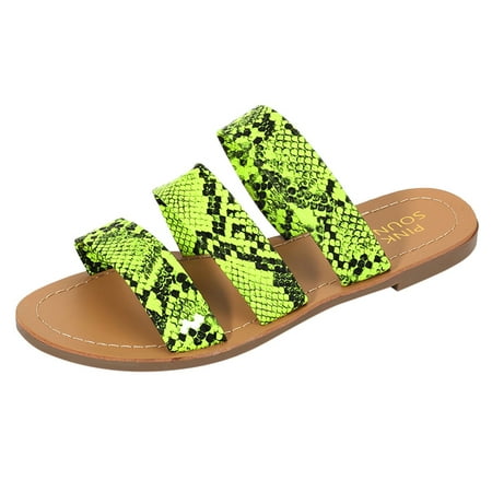

Miarhb lady shoes Women Slippers Ladies Roman Snake Pattern Beach Sandals Large Size Flat Slippers