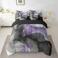 thumbnail image 2 of Black Purple Marble Bed in a Bag 7pcs Watercolor Aesthetic Bedding Set, Abstract Marbling Queen Size Comforter Set Stone Pattern Bedding Comforter Sets, Gold Metallic Bed Set Girls Bedroom Decor, 2 of 6