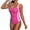 Hot Pink, variant on Women's Tummy Control Swimsuit One Piece Slimming Ruched Push up Bathing Suit Vintage Padded Retro V Neck Swimwear Hot Pink