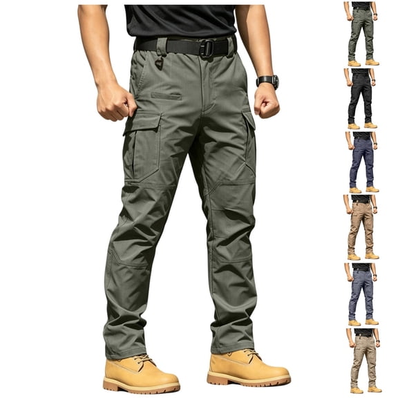 Men Cargo Pants Tactical Work Trousers Multi Pockets Travel Camping Outdoor Stretch Waterproof Pants for Hiking