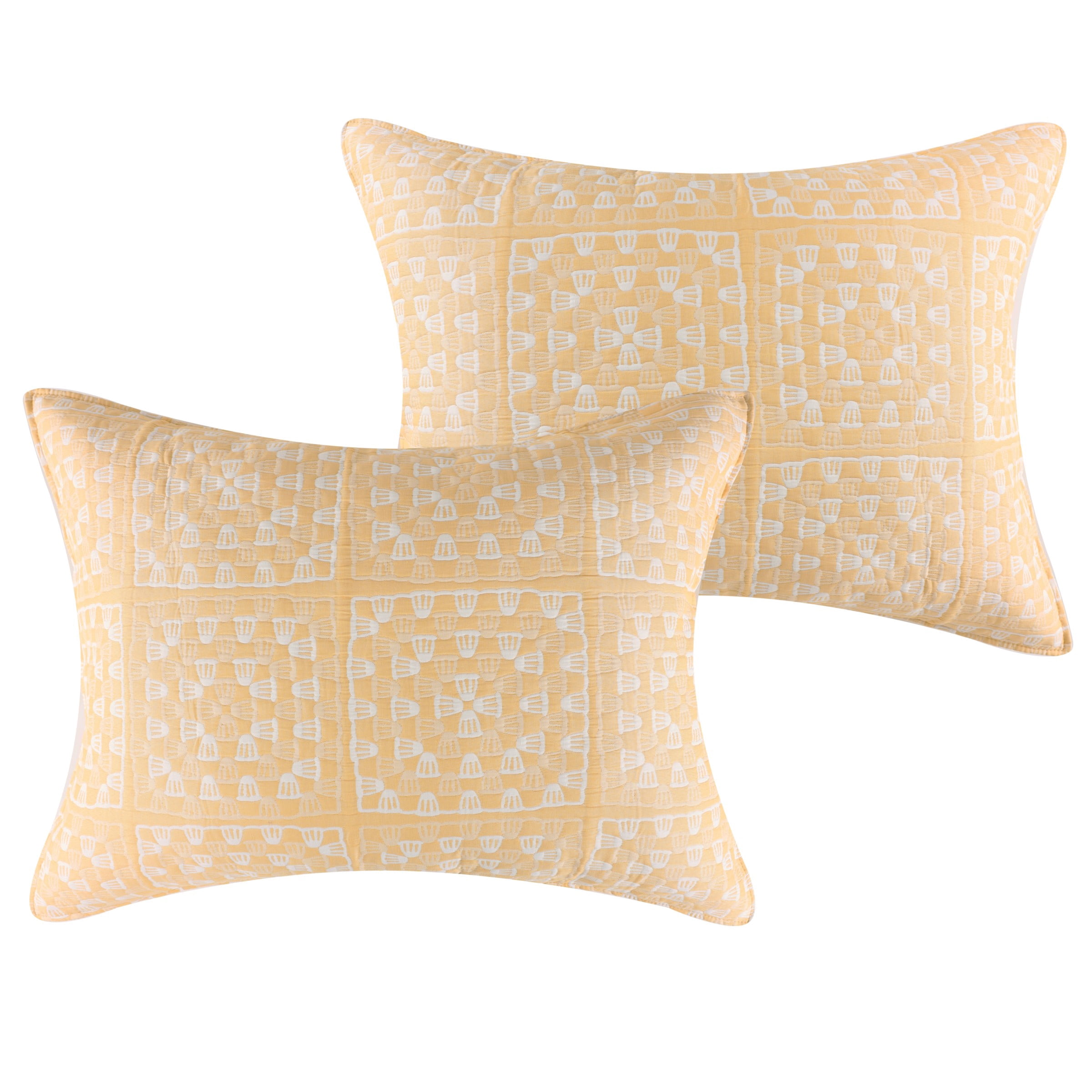Greenland Home Fashions Granny Squares Jacquard Woven Matelassé Pillow Sham, Standard, for Teens and Adults