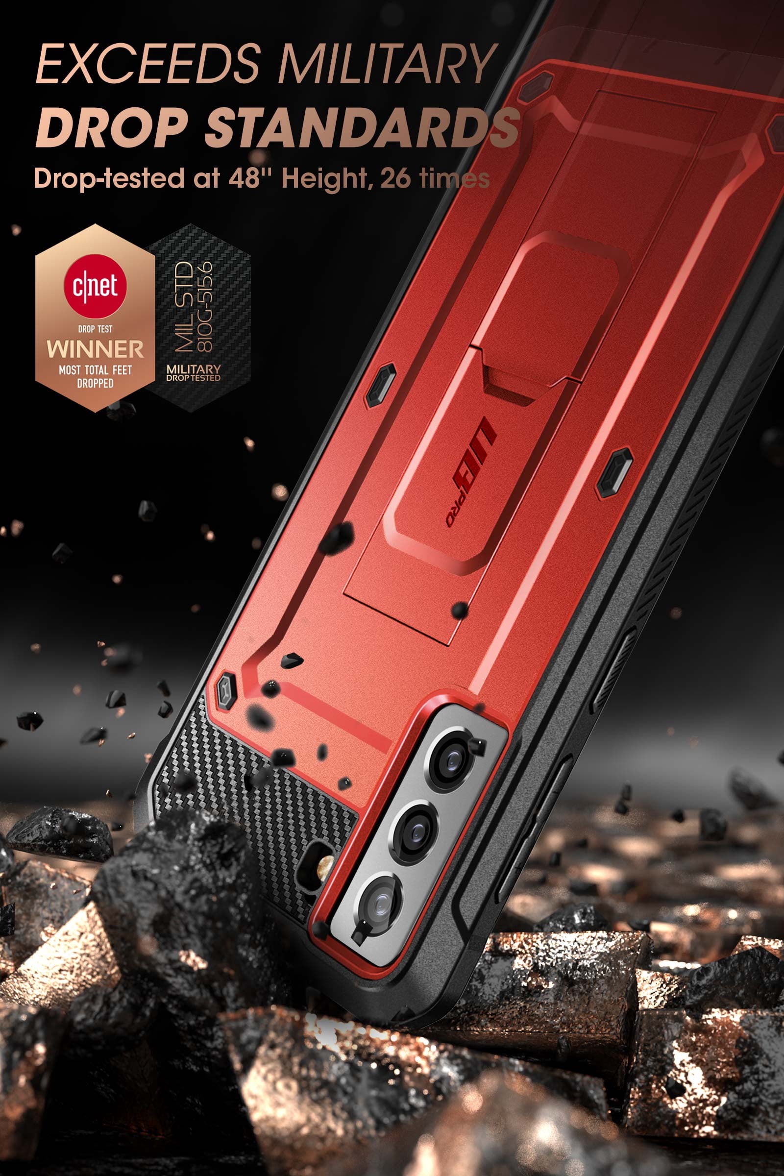 SUPCASE Unicorn Beetle Pro Series Case Designed for Samsung Galaxy S21 Plus 5G (2021 Release), Full-Body Dual Layer Rugged Holster & Kickstand Case Without Built-in Screen Protector (Ruddy)