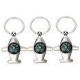 thumbnail image 3 of UPGRATOR Star and Compass Keychain 3pcs Silver Alloy Keychain with Compass Travel Souvenir, 3 of 6