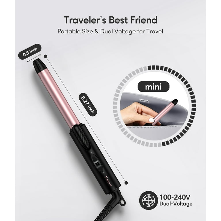 FARERY Mini Flat Iron Portable Travel, 1.5 inch Wide Small Hair Straightener with Dual Voltage, Pink, Size: 3/4