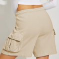 thumbnail image 6 of MIUOWANP Women's Elastic Waist Shorts Solid Color Drawstring Waist Shorts with Pockets Breathable Relaxed Fit Shorts Size M(6)Beige, 6 of 6
