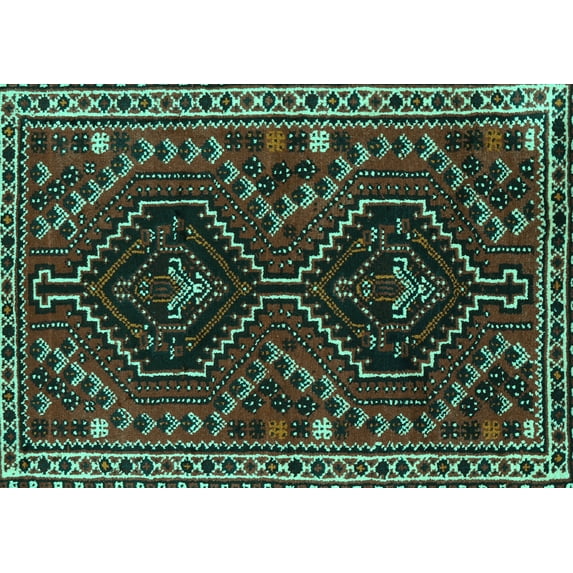 Ahgly Company Indoor Rectangle Persian Turquoise Blue Traditional Area Rugs, 8' x 10'