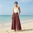 thumbnail image 6 of Edvintorg Yoga Pants with Pockets for Women Elastic Waisted Casual Loose Lightweight Wide Leg Athletic Trousers Women Clothing White M, 6 of 9