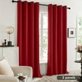 thumbnail image 3 of Deconovo Thermal Insulated Grommet Blackout Curtains, 2 Solid Curtain Panels, 52"x54", Red, 3 of 7