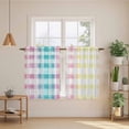 thumbnail image 3 of Easter Kitchen Curtains, Colorful Plaid Ombre Art Yellow Pink Green Light Filtering Window Curtain Panels, 2Pcs Rod Pocket Window Treatments Set for Cabin Bathroom Bedroom 52x45 Inches, 3 of 9