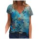 thumbnail image 1 of Moda Mujer Cuello en V Manga corta Impresión Jersey Blusas sueltas Tops Camiseta OAVQHLG3B Store lin121212, 1 of 4
