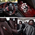 thumbnail image 4 of Binienty Gothic Skull Vehicle Seat Covers Front And Backseat with Car Seat Headrest Cover Armrest Cover Car Seat Belt Covers Keychain Auto Interior Accessories Set 14 Pieces, 4 of 7