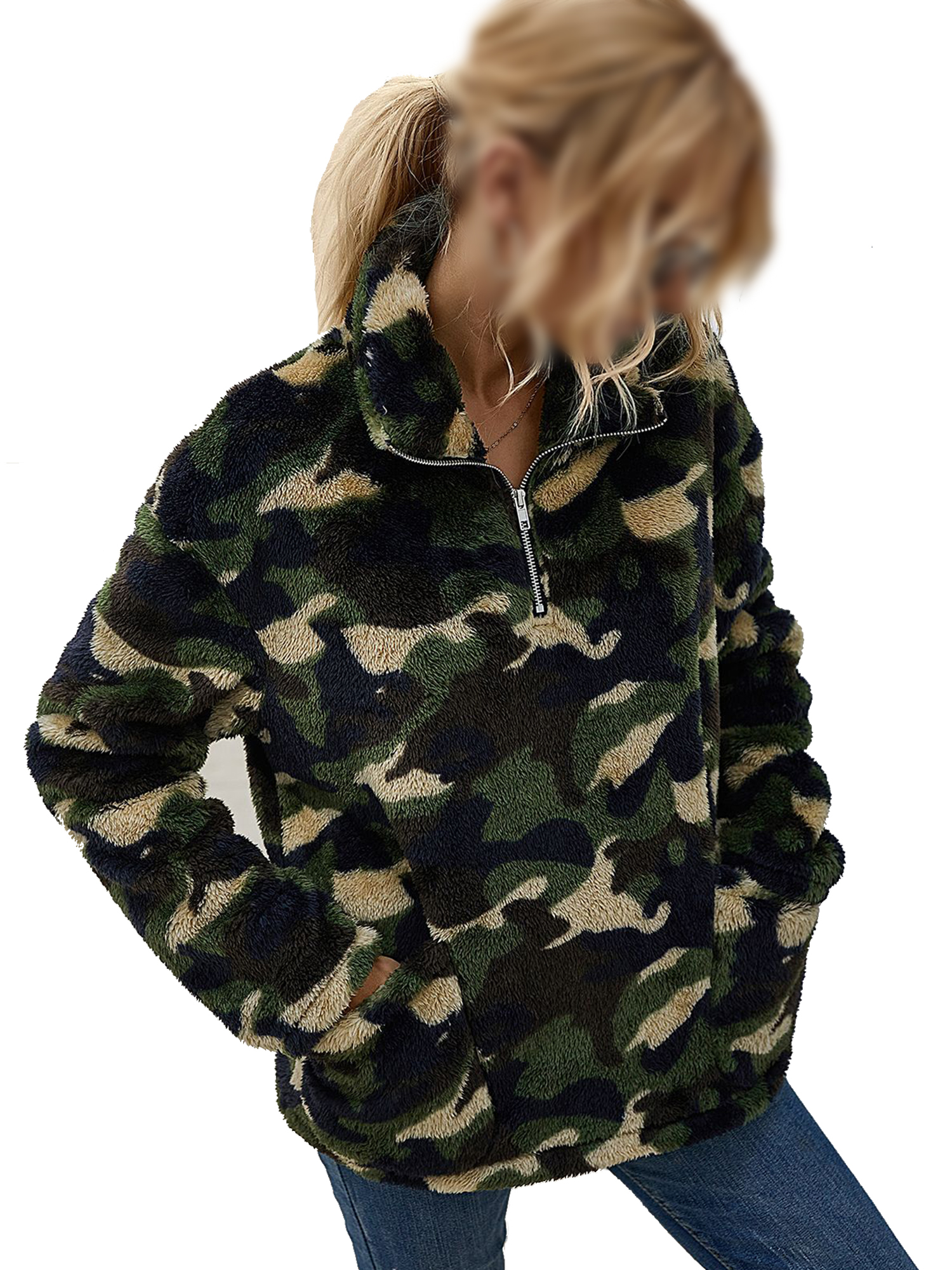 fluffy camo hoodie