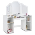 thumbnail image 2 of Patiojoy Children's Dressing Table Kid Size Vanity Mirror Unit w/ Tri-folding Mirror & Removable Top White, 2 of 9