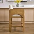 thumbnail image 5 of Guyou Natural Bar Stools Set of 4, 27" Upholstered Counter Height Bar Stools for Kitchen Counter with Footrest, Modern Bar Chairs Wooden Barstool with Linen Seat for Dining Room Home Bar, Beige, 5 of 7