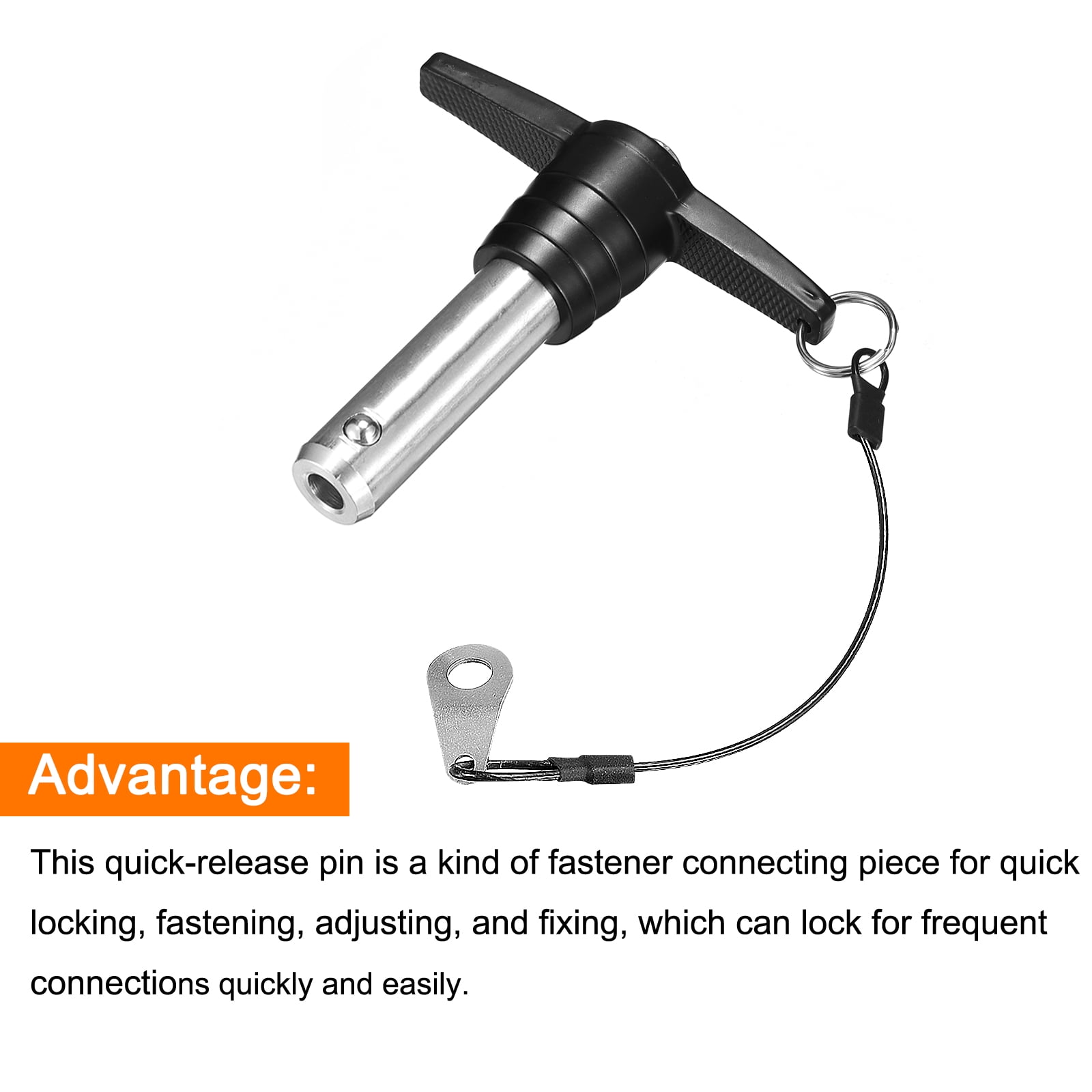 1Pack T Handle Locking Pins, Push-Button Quick Release Pin with Lanyard (20mm-40mm)